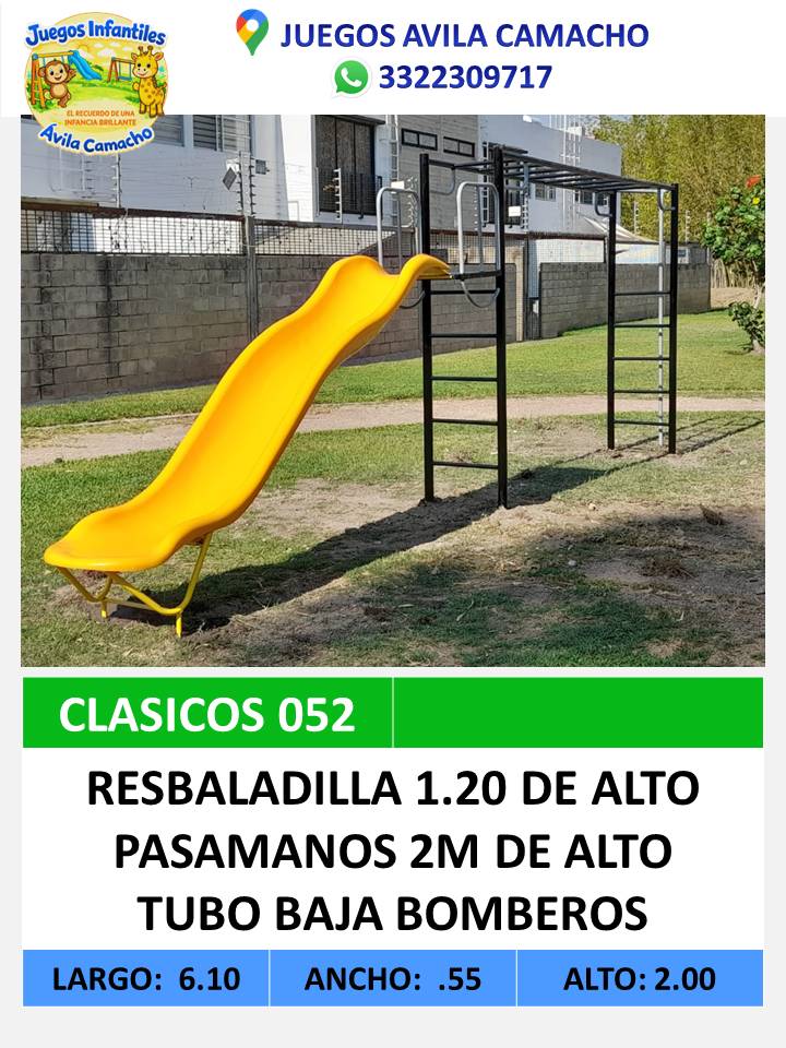 resbaladilla 1.50 + pasamanos 2m alto